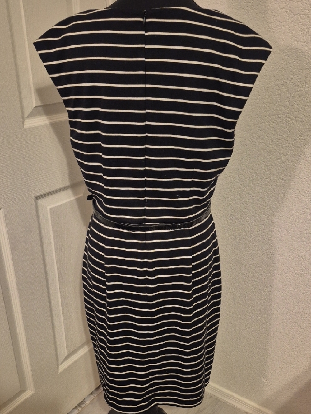 Black and White Striped Midi Sheath Dress - Picture 3 of 6